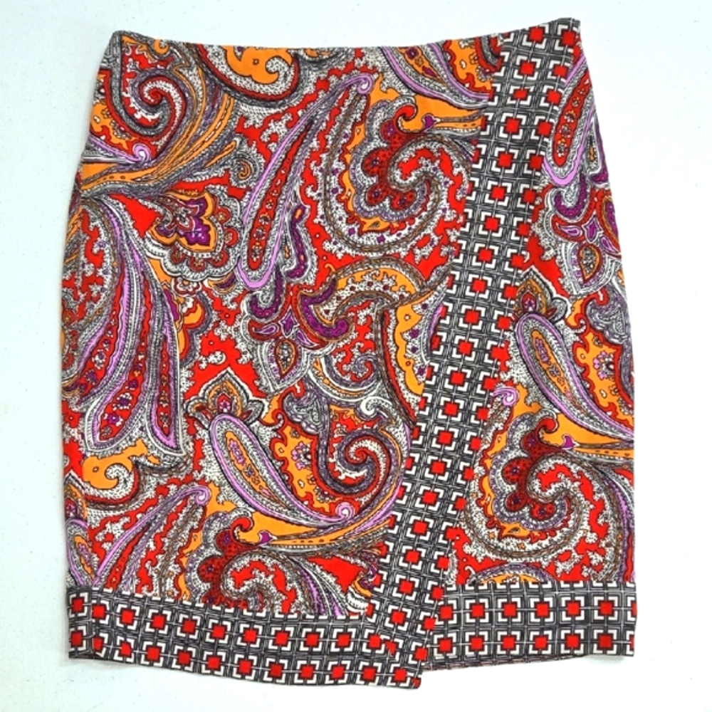 Paisley Print Faux Wrap skirt
